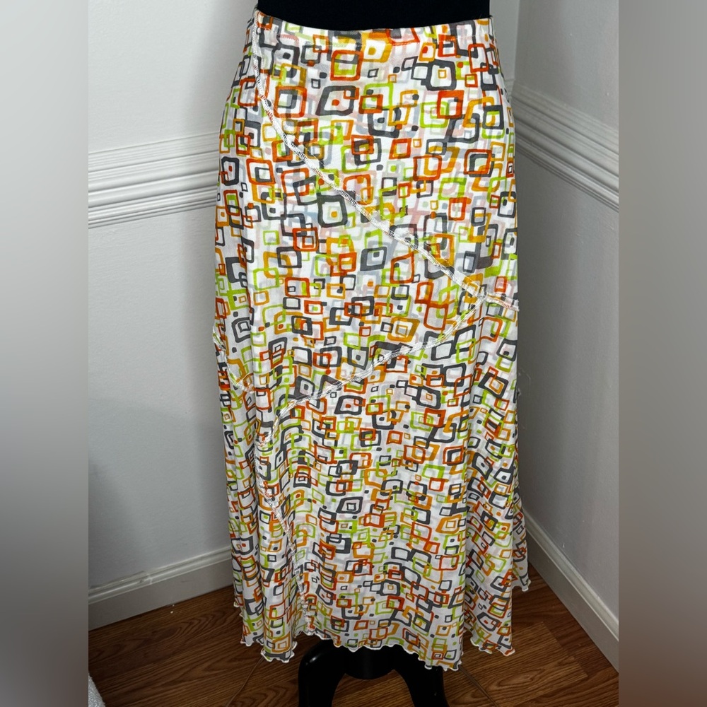 Multiples Colorful Abstract Maxi Skirt - Picture 2 of 6